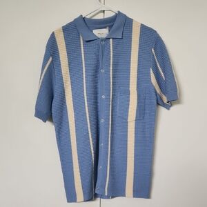 Blue and Cream Men's Shirt